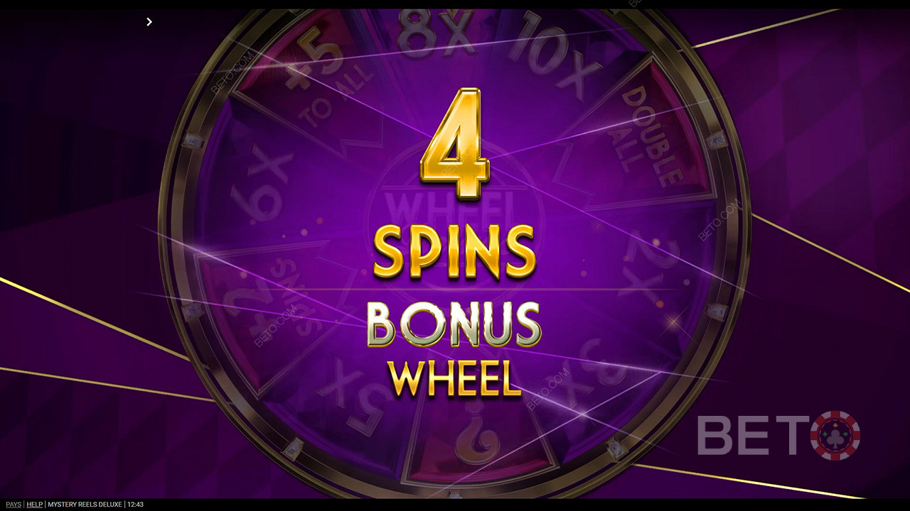 Score up to 15 spins on the Bonus Wheel with Wheel Deluxe symbols