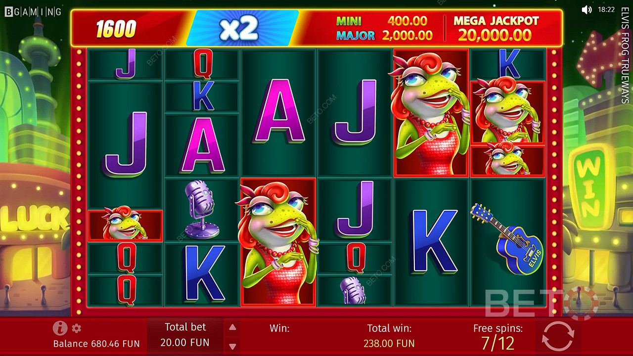 Score up to 262,144 ways to win in the Elvis Frog TrueWays pokie