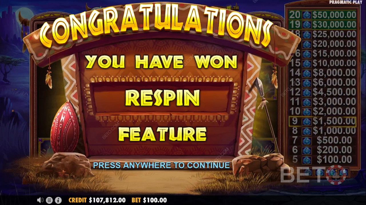 Snag the Respin bonus with 5 or more Gems, mate