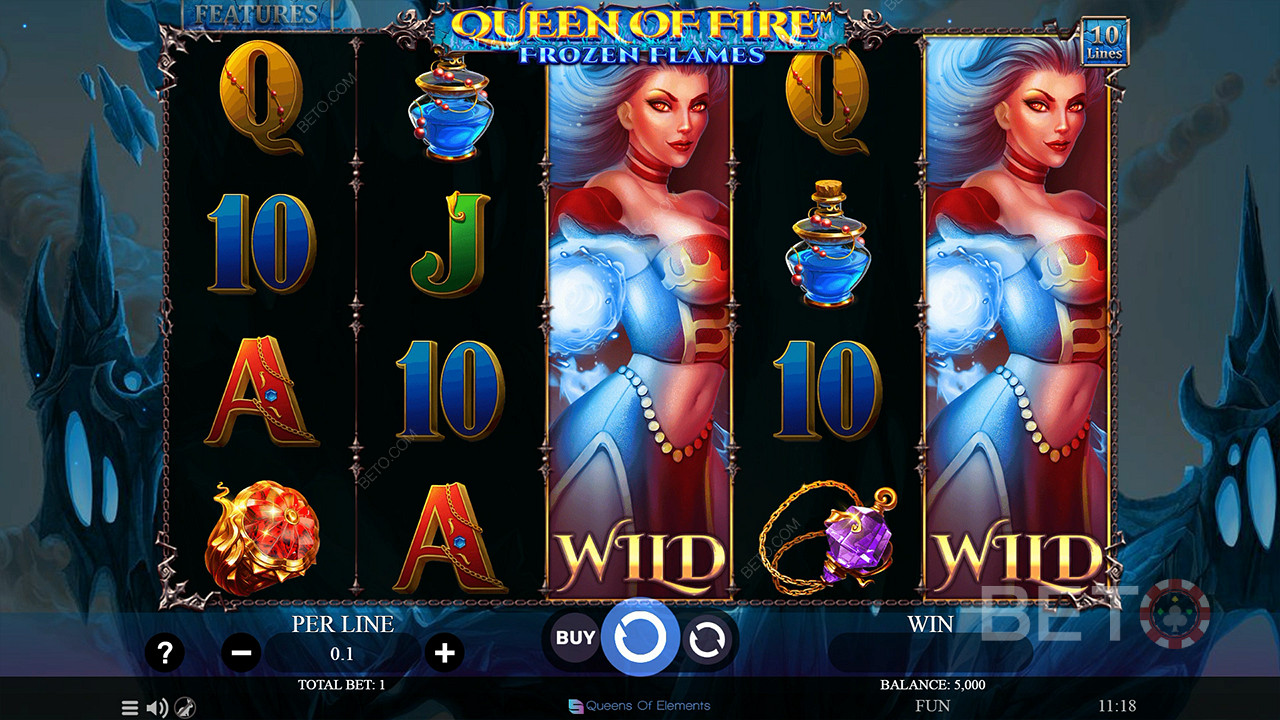 Savour Growing Wilds in Queen of Fire - Frozen Flames pokie game